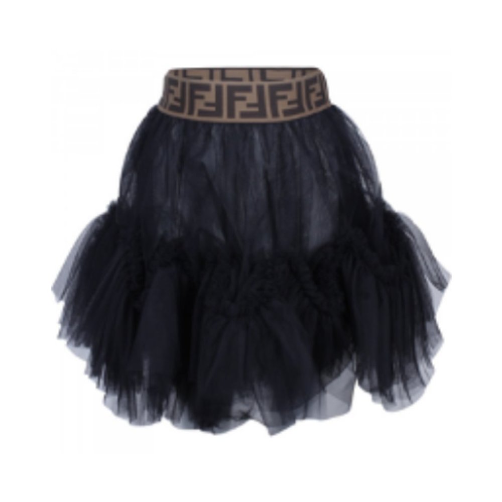 FENDI Girls Tulle Skirt in Black with waistband